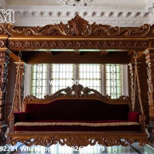 Indoor Luxury Wooden Swing Design with Soft Cushions No-4993