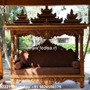 Wooden Swing Design with Artistic Floral Engraving No-5008