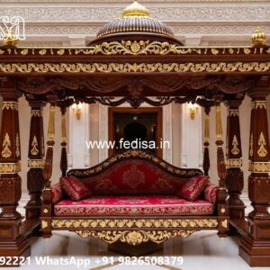 Wooden Swing Design with Decorative Cushion Arrangement No-5026