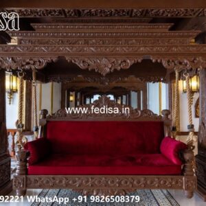 Wooden Swing Design with Classic Wooden Detailing No-5039