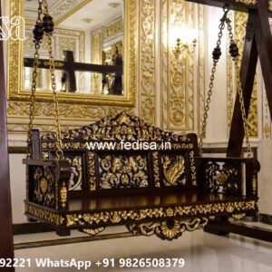 Wooden Swing Design with Designer Carving Artwork No-5044
