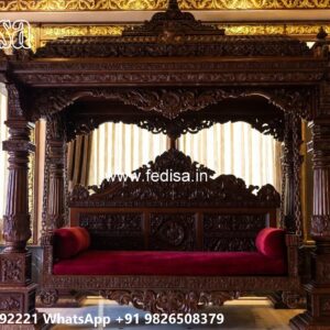 Elegant Wood Carving Swing Design with Handcrafted Details No-5310