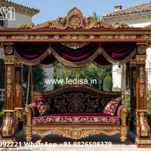 Handcrafted Wood Carving Swing Design with Rich Detailing No-5321
