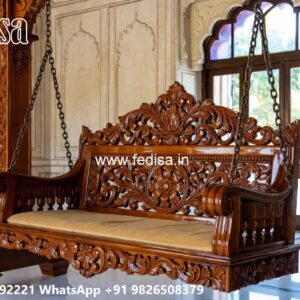Wood Carving Swing Design with Artistic Floral Motifs No-5336