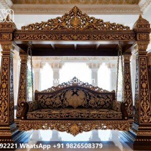 Artistic Wooden Swing Design with Detailed Carving Style No-5342