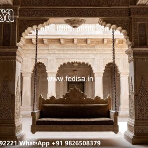 Royal Wood Carving Swing Design with Premium Upholstery No-5353