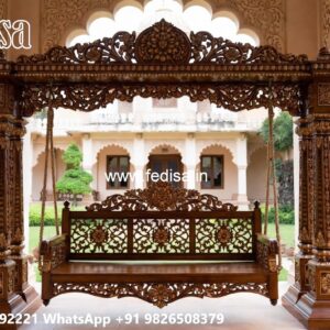 Handcrafted Wood Carving Swing Design for Elegant Hall Decor No-5361