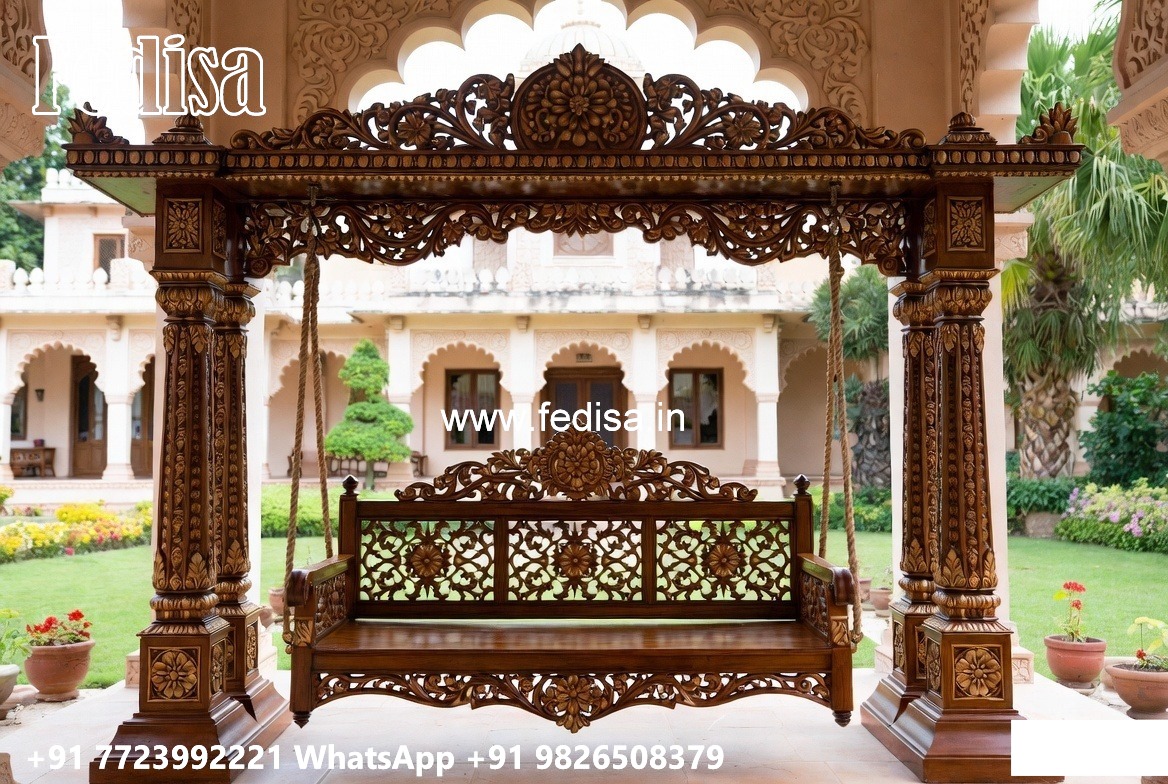 Handcrafted Wood Carving Swing Design for Elegant Hall Decor No-5361