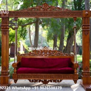 Artistic Wood Carving Swing Design for Sophisticated Decor No-5370