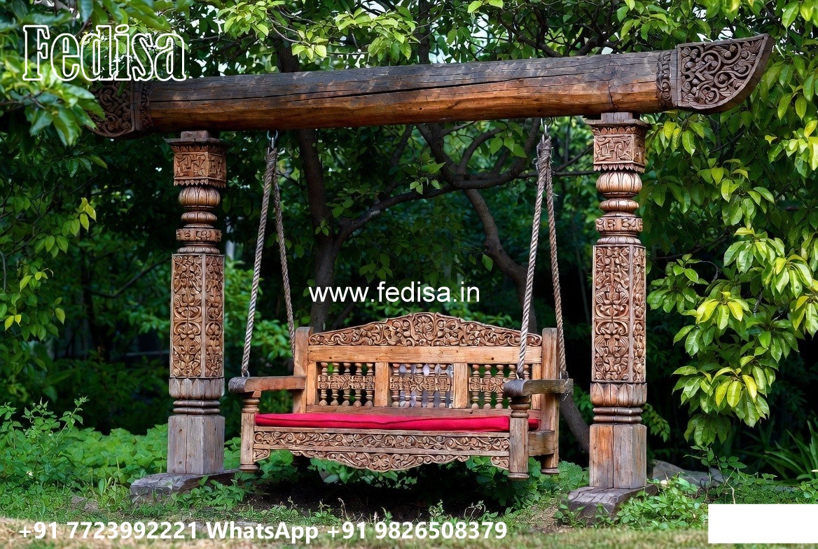 Handcrafted Wood Carving Swing Design with Rich Texture No-5376