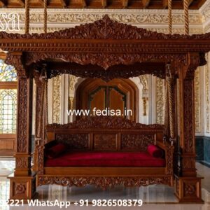 Indoor Wood Carving Swing Design with Artistic Charm No-5379