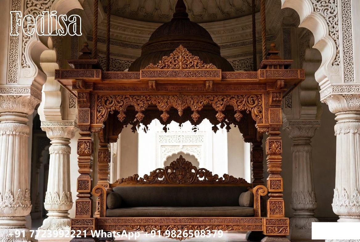 Traditional Wood Carving Swing Design with Royal Comfort No-5384