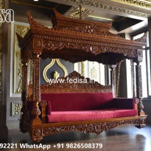 Handcrafted Wood Carving Swing Design with Timeless Style No-5386