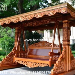 Artistic Wood Carving Swing Design with Wooden Heritage Style No-5392