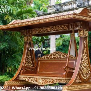 Traditional Wood Carving Swing Design with Elegant Details No-5395