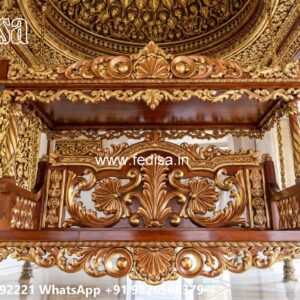 Wooden Swing Design with Floral Carving Patterns No-5426