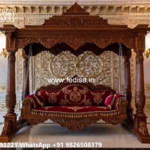 Premium Indoor Wooden Swing Design with Cushion Comfort No-5427