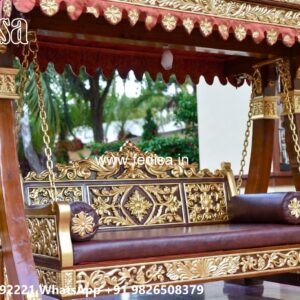 Wooden Swing Design with Intricate Handcrafted Details No-5442