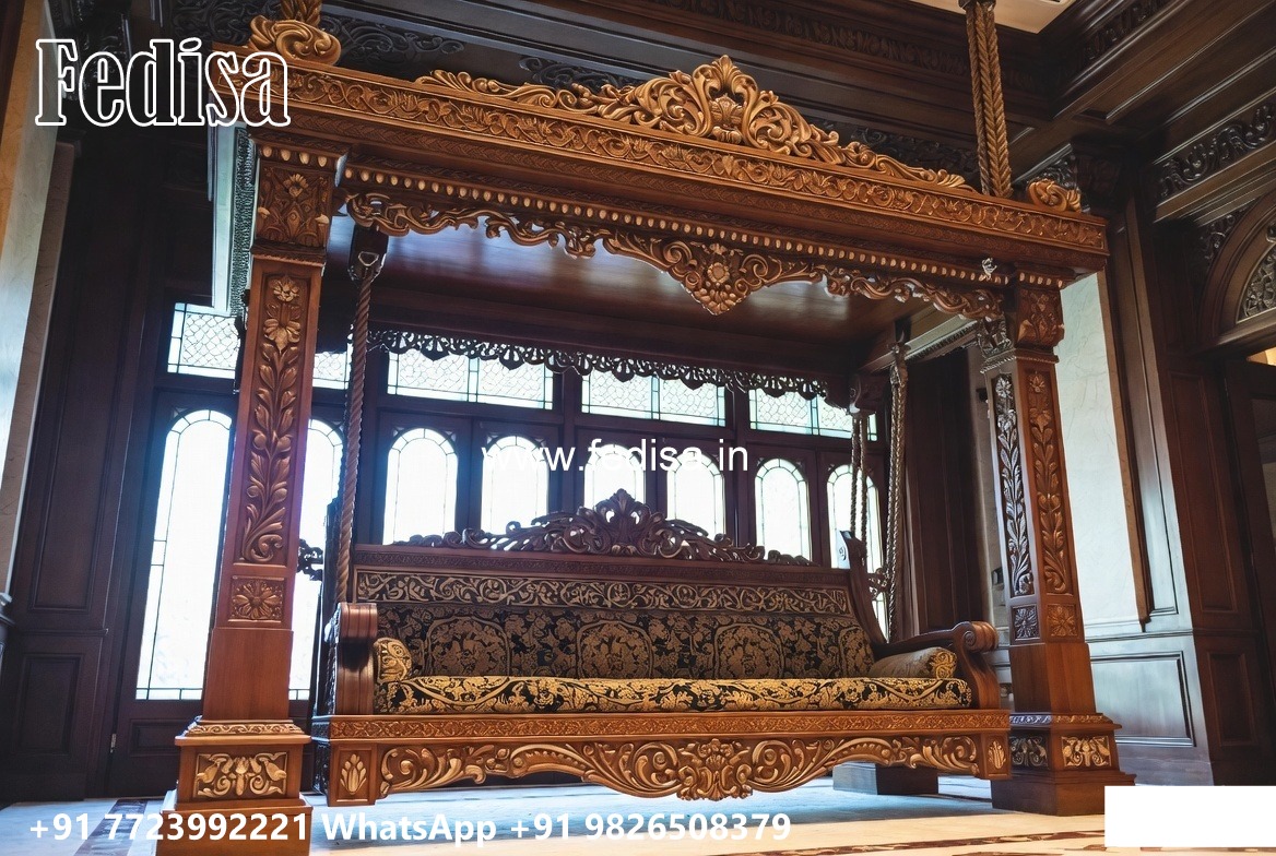 Wooden Swing Design with Handcrafted Royal Detailing No-5464