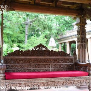 Wooden Swing Design with Decorative Cushion Arrangement No-5476