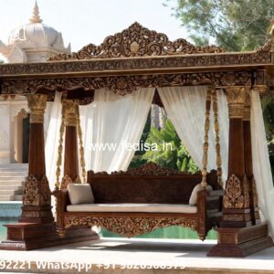 Wooden Swing Design with Elegant Carved Backrest No-5481