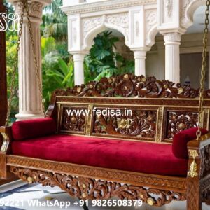 Wooden Swing Design with Artistic Wooden Patterns No-5483