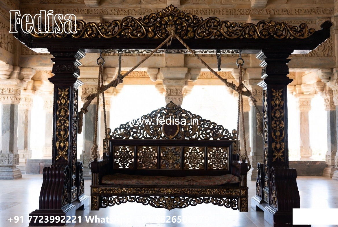 Handcrafted Wooden Swing Design with Royal Elegance No-5491