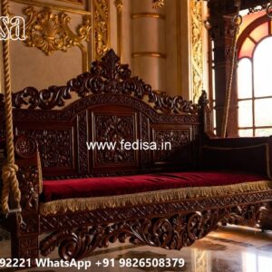 Wooden Swing Design with Designer Carving Artwork No-5494