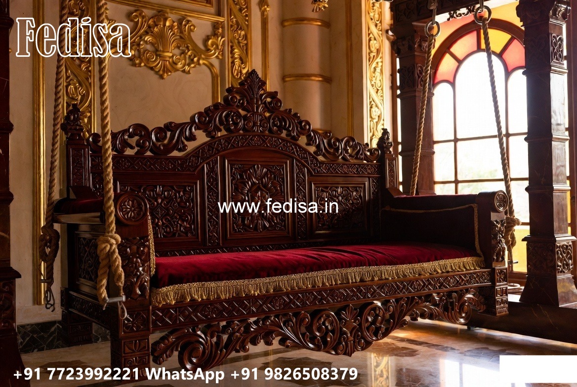 Wooden Swing Design with Designer Carving Artwork No-5494