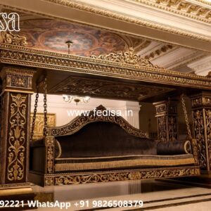 Wooden Jhula Wood Carving Swing Design for Indian Interiors No-5757