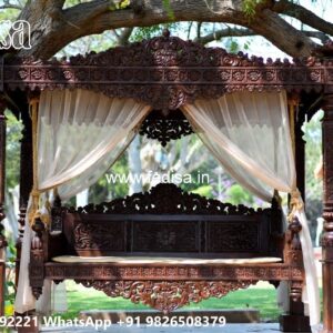 Elegant Wood Carving Swing Design with Handcrafted Details No-5760