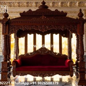 Wood Carving Swing Design with Decorative Wooden Artwork No-5764