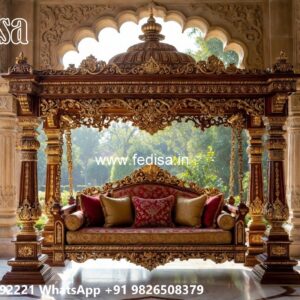 Artistic Wood Carving Swing Design for Elegant Interiors No-5767