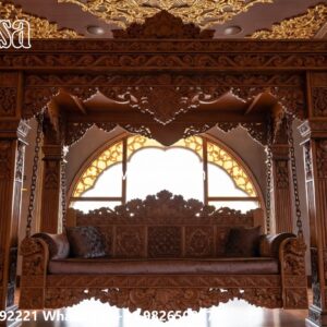 Handcrafted Wood Carving Swing Design with Rich Detailing No-5771