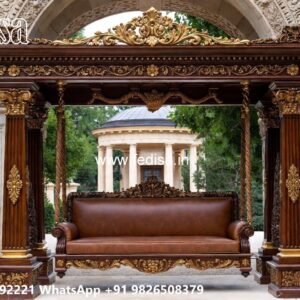 Premium Wood Carving Swing Design with Elegant Curves No-5783