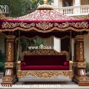 Wood Carving Swing Design with Artistic Floral Motifs No-5786