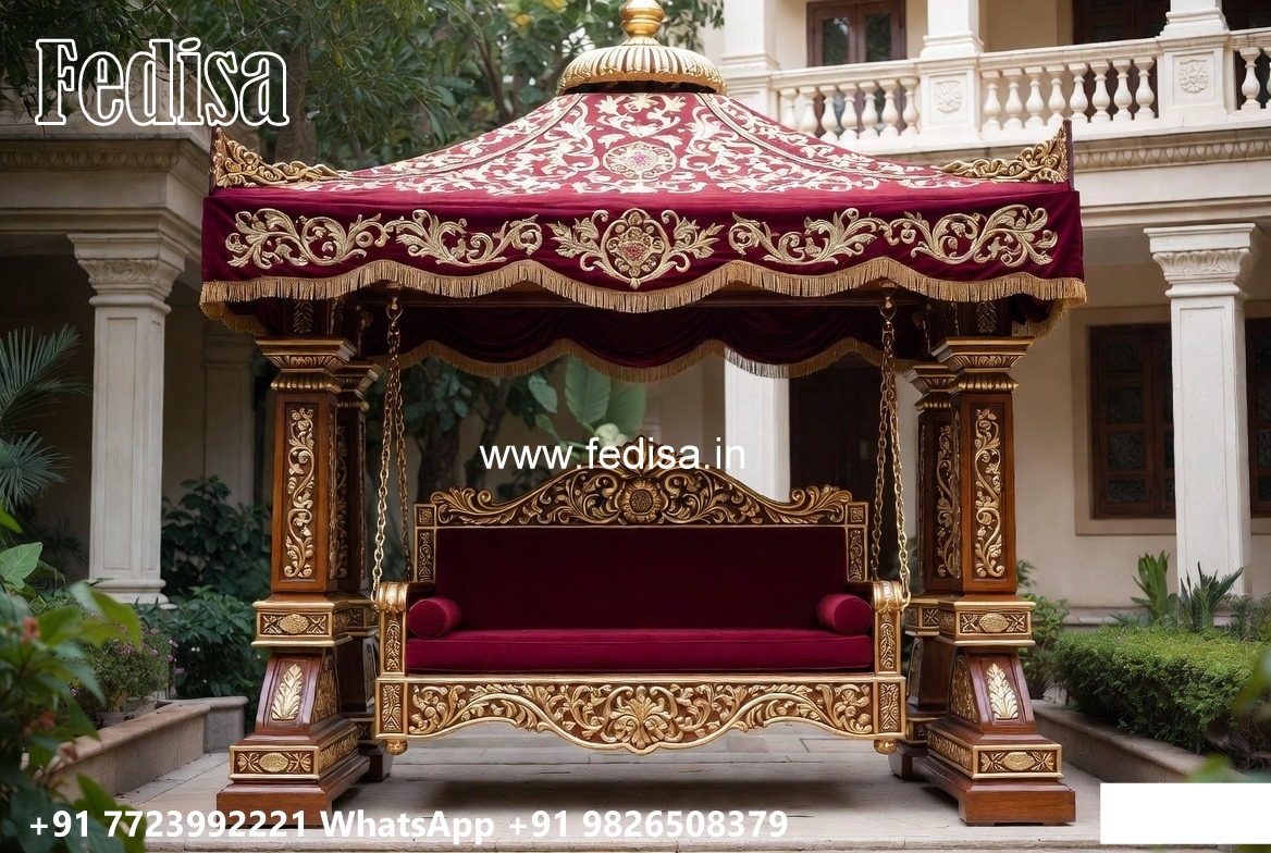 Wood Carving Swing Design with Artistic Floral Motifs No-5786