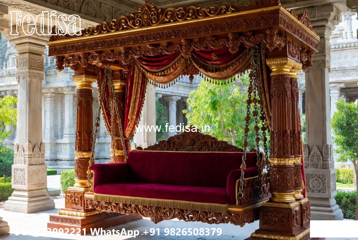 Elegant Wood Carving Swing Design with Royal Craftsmanship No-5788