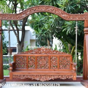 Artistic Wooden Swing Design with Detailed Carving Style No-5792