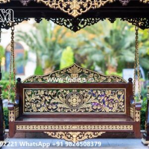 Royal Wood Carving Swing Design with Premium Upholstery No-5803