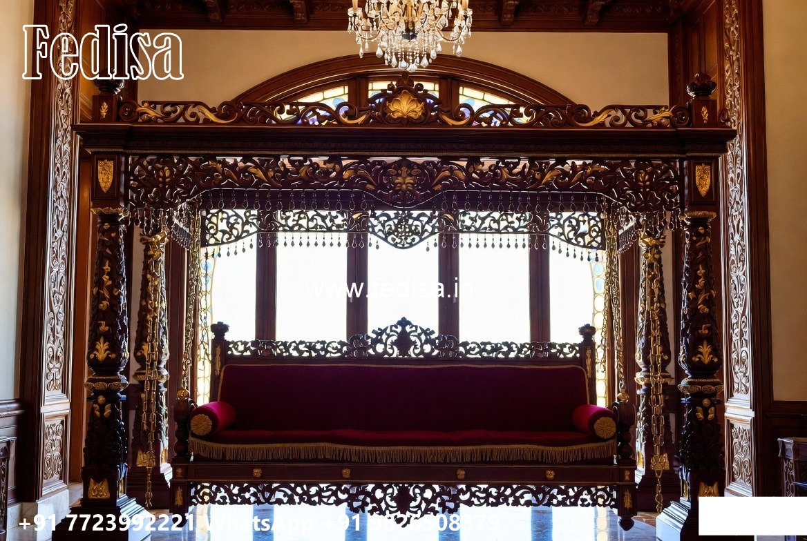Wood Carving Swing Design with Rich Wooden Detailing No-5808