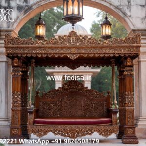 Artistic Wood Carving Swing Design for Sophisticated Decor No-5820