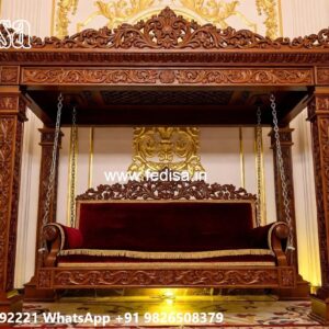 Elegant Wood Carving Swing Design with Decorative Cushions No-5823