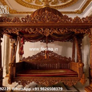 Handcrafted Wood Carving Swing Design with Rich Texture No-5826