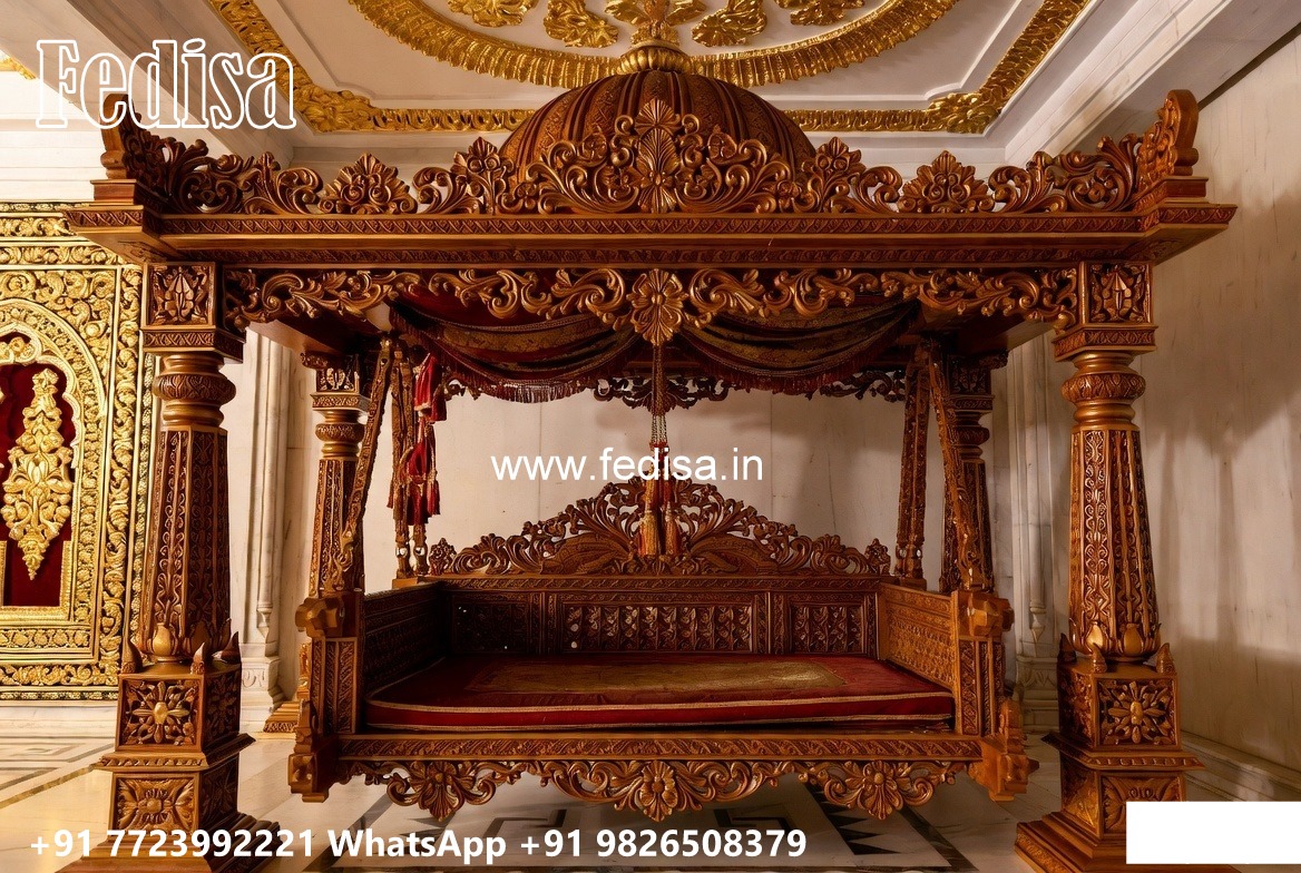 Handcrafted Wood Carving Swing Design with Rich Texture No-5826