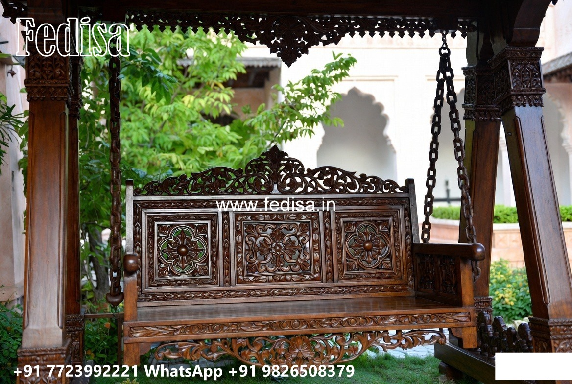 Beautiful Wood Carving Swing Design for Indoor Hall Areas No-5828