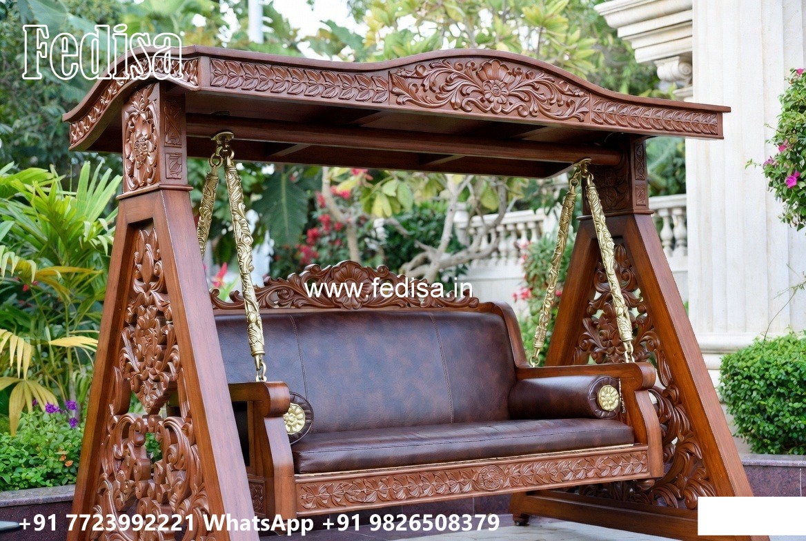 Wood Carving Swing Design with Stylish Decorative Features No-5835