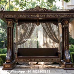 Royal Wood Carving Swing Design with Floral Artwork No-5837