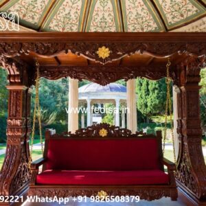 Wood Carving Swing Design with Decorative Hanging Chains No-5839