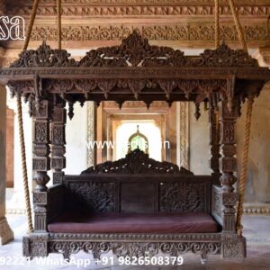 Traditional Wood Carving Swing Design with Elegant Details No-5845